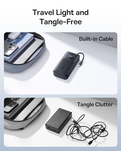 Baseus 65W Power Bank 20000mAh, Laptop Portable Charger Built-in Retractable USB C Cable, Fast Charging Battery Pack for Steam Deck, MacBook Pro, iPad, iPhone 16/15 Series, Samsung S23 S22 (Black) 7