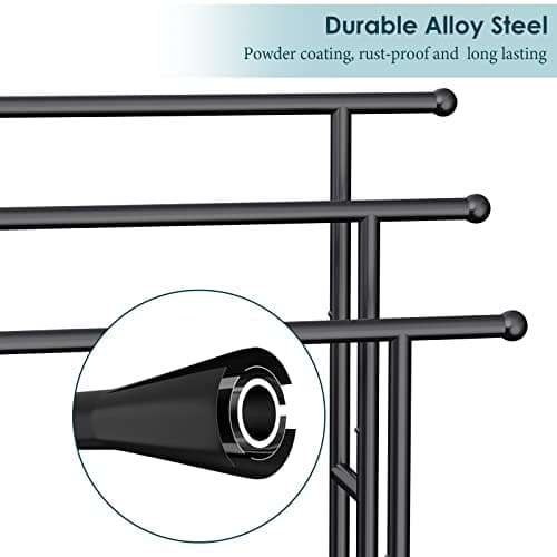 Kayfia 40" H Free Standing Towel Rack, 3 Tier Alloy Steel Stand with Basket, Blanket Drying and Display Rack for Oversized Bath Towels Bathroom Accessories, Next to Tub or Shower 6