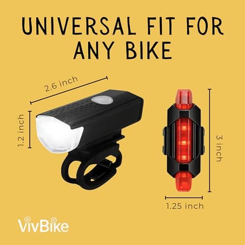 VivBike Rechargeable Bicycle Lights Set for Daily Use, LED Front Light and Rear Light, USB Mini Rechargeable, IPX4 Waterproof, Easy Mount | A HerTime2 Brand 6