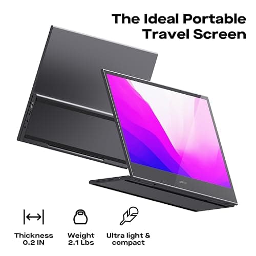 MP Mobile Pixels Glance Laptop Portable Monitor, 16 Inch 1080P FHD Display USB-C/HDMI Portable Monitors, Travel Monitor with Dual Speakers for macOS/Windows/DeX 7