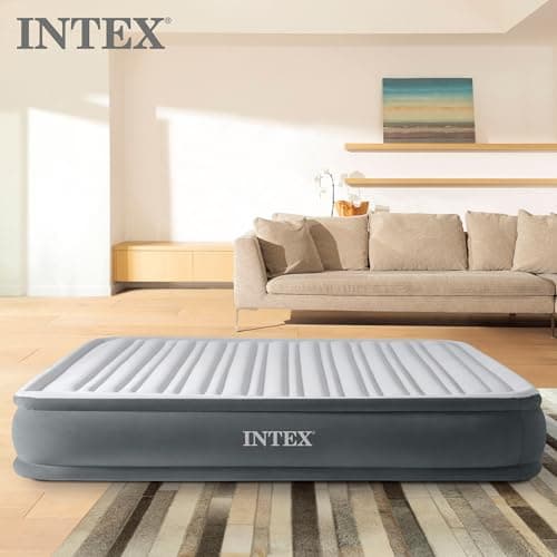 Intex Mid-Rise Air Mattress Bed with Built-in Pump, Dura-Beam Deluxe Comfort Plush, Queen - Portable Luxury Travel Airbed for Adults, Camping, Guests 8
