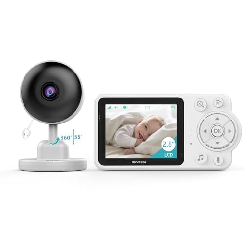 BondFree Baby Monitor with 2600mAH Battery, 30W HD Camera, 2.8”Display, Baby Monitor with Camera and Audio, 1000ft Long Range, Auto Night Vision, 6 Lullabies, Temperature Sensor, Indoor
