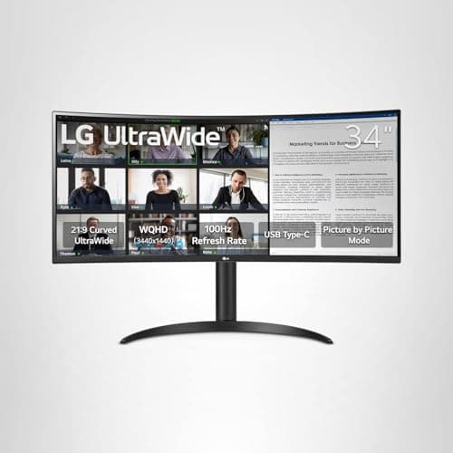LG 34WR55QK-B 34-inch UltraWide WQHD (3440 x 1440) Curved Computer Monitor, 100Hz, 5ms, HDR10, Reader Mode, HDMI, DisplayPort, USB Type-C, Tilt/Height Adjustable Stand, Black 13