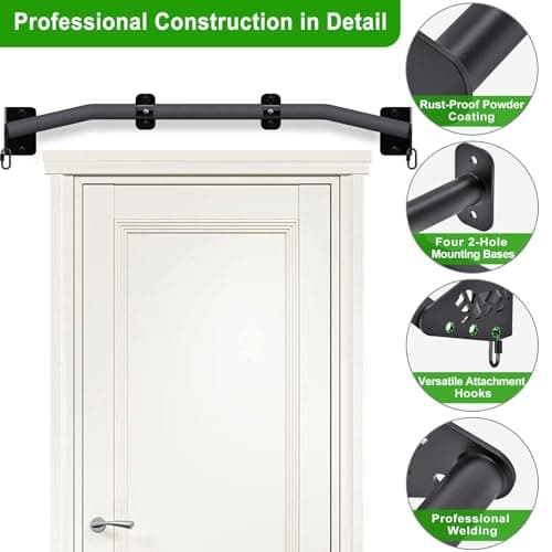 SELEWARE Heavy Duty Wall Mount Doorway Pull Up Bar, Joist/Beam Mount Chin Up Bar w/Non-Slip Foam Grips & Resistance Band Hooks, Steel Construction, Fits 36" Wall Studs for Home Gym Strength Training 6