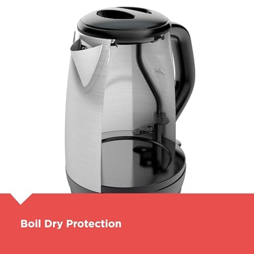BLACK+DECKER 1.7L Cordless Electric Kettle, KE1700SD, Rapid Boil, Auto Shutoff, Stainless Steel 6