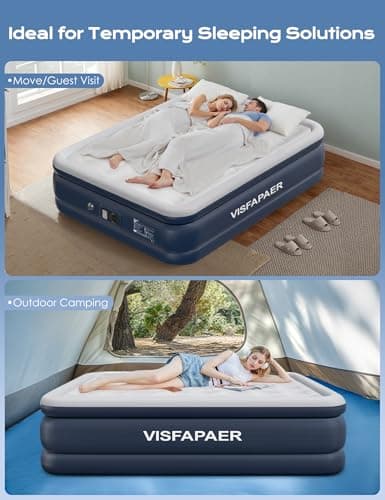 Air Mattress Full with Built in Pump Raised, 18'' High Inflatable Mattress Electric Blow Up Mattress Fast Blow Up Bed Tall Comfortable Airbed for Camping, Home Guests, Travel w/ Storage Bag 650Lbs Max 7