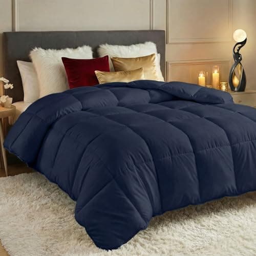 Utopia Bedding Comforters Queen Size, All Season Duvet Insert, Down Alternative Box Stitched Bed Comforter with Corner Tabs, Machine Washable (Navy)