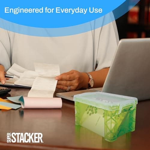 Super Stacker Index Card Box, 3 x 5 Inch Index Cards File Box, Note Holder, Index Card Holder, Photo Boxes Storage, Perfect for 3x5 Index Cards, Recipe Box Holder, Assorted Colors, 1 Count 6