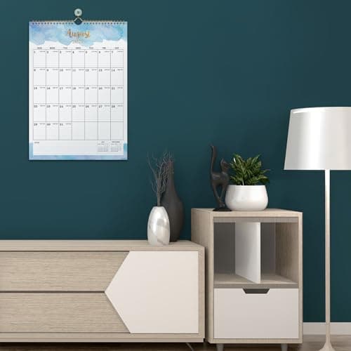 Calendar 2026-2027 - July 2026 - June 2027, Wall Calendar 2026-2027, 12" x 17", 18 Months Calendar, Twin-Wire Binding, Hanging Hook, Blocks and Julian Dates - Colorful Waterink 7