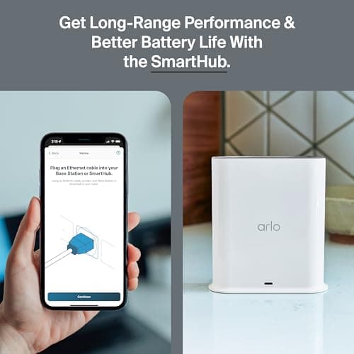 Arlo Ultra Security Camera 4K HDR (3rd Gen, 2025 Release) + SmartHub, Battery Power, Emergency Response, AI Event Captions, 1-Month Trial of Secure Plan, 180° Field of View, 3 Cam, White 7