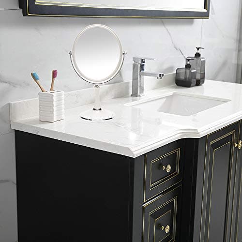 YEAKE Vintage Table Mirror with Stand 8-inch Double Sided Swivel 1X/3X Magnification Desk Mirror with Silver Style 13 Inch Height Standing Tabletop Makeup Vanity Mirror(Oval) 8