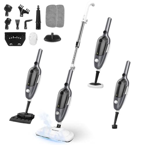 Steam Mop - All-in-one Powerful Handheld Steam Cleaner Detachable Floor Steamer with 11 Accessories, MultiPurpose Steamer for Hardwood Floors, Clothes,Windows,Tiles,Carpet, Whole Home Use,Grey
