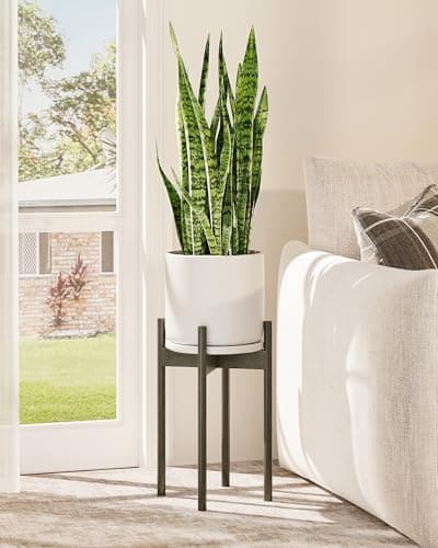 GENTINGBRO Adjustable Plant Stand Indoor, Bamboo Plant Stand Fits 8 9 10 11 12 Inches, Small Corner Planter Holder for Indoor Plants, Single Floor Plant Stands for Living Room Balcony, Tea Brown Tall