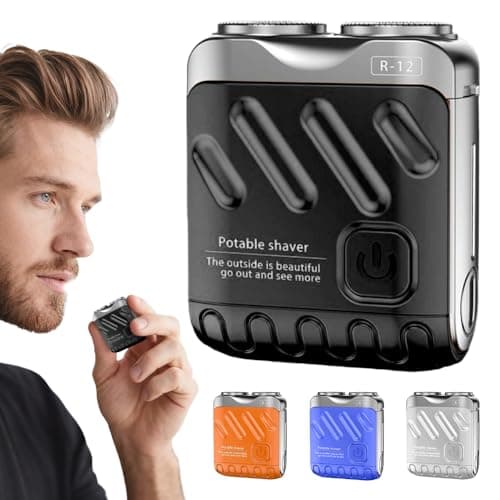 Portable Rotary Dual Ring Electric Shaver, 2025 New Mini Rotary Dual Ring Electric Razor for Men USB Rechargeable One-Button Long Lasting for Home Travel (Black)