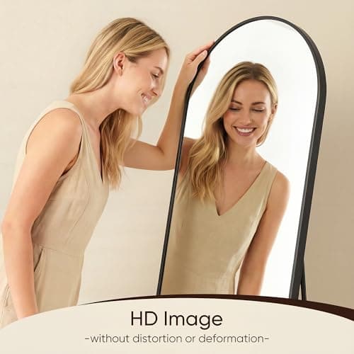 Antok 71" x28” Arched Full Length Floor Mirror, Black Aluminum Frame, Free Standing/Wall Mount/Leaning for Bedroom, Living Room, Dressing Room 6