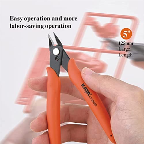 KATA Micro Wire Cutters Pliers: Precision Flush Cutter Tool for Jewelry Making, Hobby Models, Gundam, Electronics - 2-Pack Small Zip Tie Cutter Nippers - Mini Side Cutting Snips with Ergonomic Handle 5