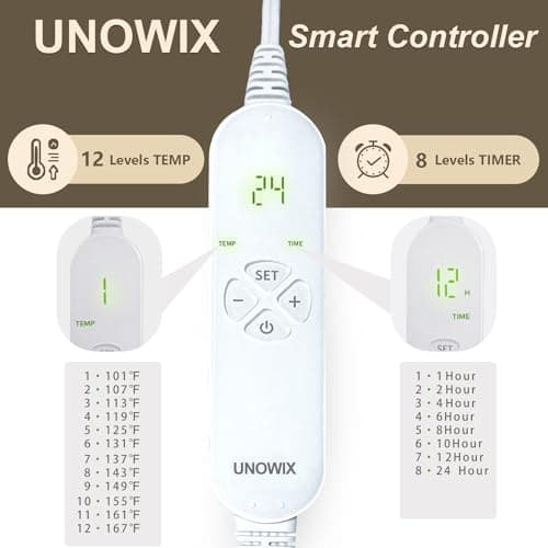 UNOWIX Full Weighted Heating Pad for Back Pain Relieve, 12 Heating Levels, 8 Timer Settings, Plush 2.3LB Hot Heated Pad, Holiday Gifts for Women Men Mom Dad (Leopard Print, 12''×24'' BWZ Brown) 5