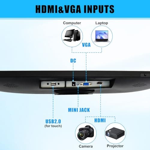 FYHXele 24 Inch Touchscreen Monitor, IPS FHD 1080P Touch PC Display, 100Hz, LED Backlit Multi-Touch Monitor, VESA, HDMI & VGA & USB Computer Touch Screen for Gaming, Business, Warehouse, Bar, Gym 7