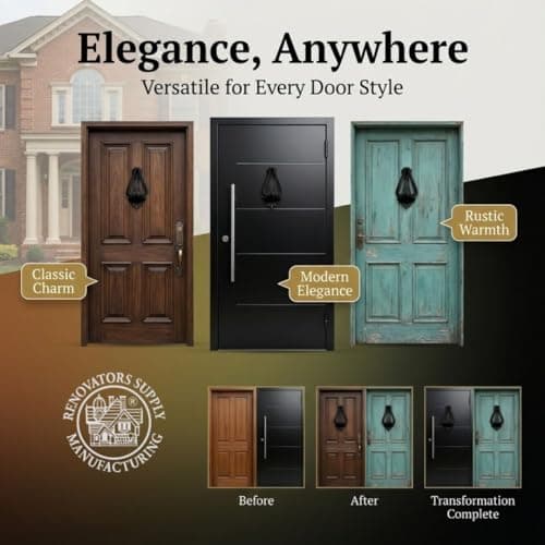 Renovators Supply Manufacturingᵀᴹ Heavy Ornamental DesignDoor Knocker – Cast Iron Construction, RSF Finish, 7 Inch Long with Mounting Hardware 6