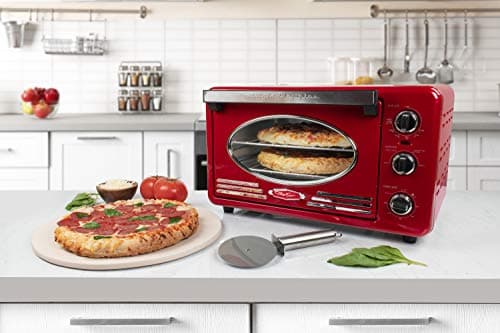 Nostalgia Retro Air Fryer Oven with Bake, Toast, Air Fry, and Broil Functions Large Capacity Fits 12 Slices of Bread Two 12 in. Pizzas - Includes Baking Pan and Frying Basket,21 Qt, Metallic Red 8