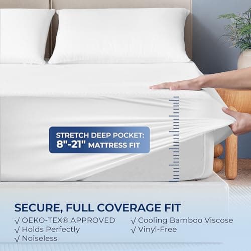 TASTELIFE Queen Size Bed Mattress Protector, Waterproof & Breathable Cooling Mattress Cover & Pad, Deep Pocket Fits 8-21”, Ultra-Soft Washable Sheet Protection 6