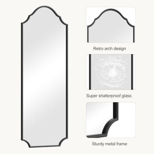 WallBeyond Arched Full Length Mirror Wall Mounted, 65"x22" Black Metal Frame Full Body Mirror for Bedroom, Living Room, Hanging or Leaning Against Wall Full Size 5