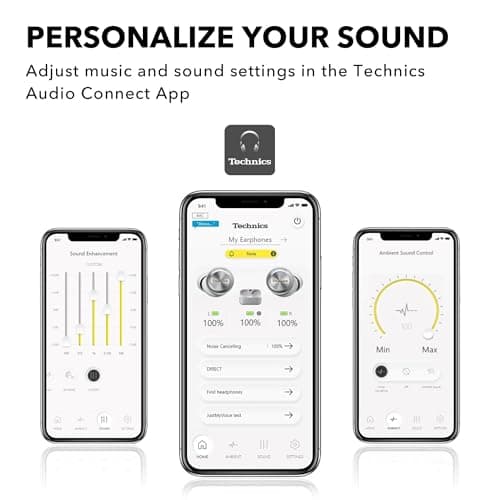 Technics Reference Class Hi-Fi Wireless Earbuds, Dolby Atmos, Head Tracking, Adaptive Noise Cancelling, 3 Device Multipoint, 10-hr Battery, Wireless Charging, in Ear Headphones - EAH-AZ100-K (Black) 10