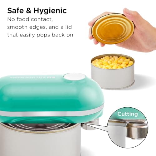 Kitchen Mama Mini Plus Rechargeable Electric Can Opener: USB-C Charging, Hands-Free, Auto Stop, Compact, Cordless, Smooth Edge - Perfect for Seniors with Arthritis, Home, and Travel (Teal) 5