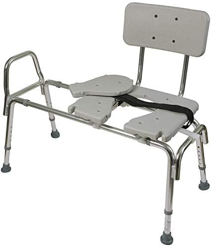 DMI Tub Transfer Bench and Shower Chair with Non Slip Aluminum Body, FSA Eligible, Adjustable Seat Height and Cut Out Access, Holds Weight up to 400 Lbs, Bath and Shower Safety, Transfer Bench 9