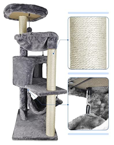 YUNIQUE Cat Tree with Cat Condo and Big Hammock, Grey 5