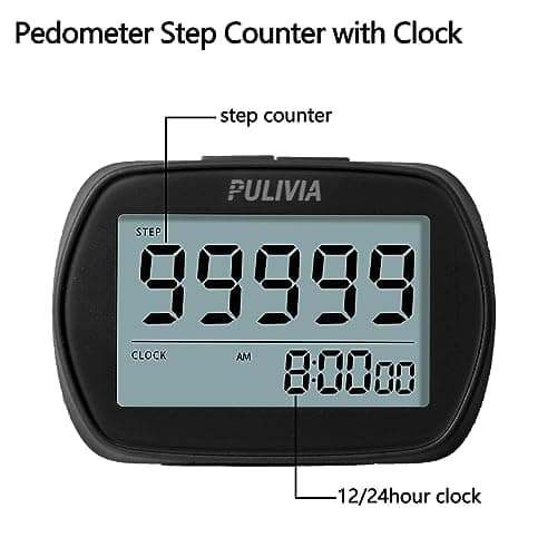 3D Pedometer Walking Step Counter with Clock, Steps Tracker Portable Pedometer with Clip, Simple Pedometer Walking Step Counter, Black 5