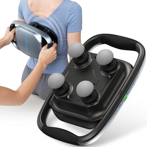 RENPHO Massage Gun Deep Tissue, Handheld Neck Massager with Replaceable 4-Head and Plate, Muscle Percussion Massage Tool for Neck, Back, Back Massager for Women Men, Quad, HSA Approved