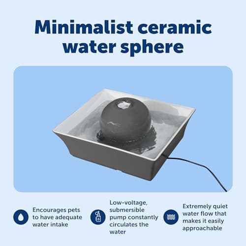 PetSafe Drinkwell Ceramic Pet Water Fountain - Quiet Automatic 70oz Dispenser for Cats & Dogs with Filters - Dishwasher Safe Square Design 4