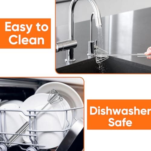 Newness Egg Whisk, [2 Pack 10 Inch] Stainless Steel Hand Push Whisk Blender for Home - Versatile Tool for Egg Beater, Milk Frother, Hand Push Mixer Stirrer - Kitchen Utensil for Blending, Whisking 7