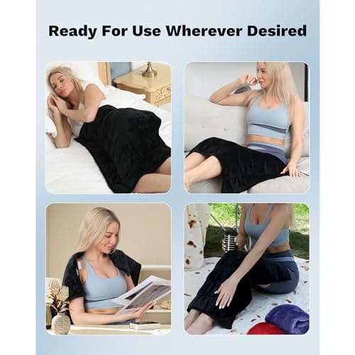 LaSyL Weighted Lap Pad 7lb for Calming & Relaxing, Flannel Fleece Small Weighted Lap Blanket for Adult, Machine Washable Black 29x24 Inches 6