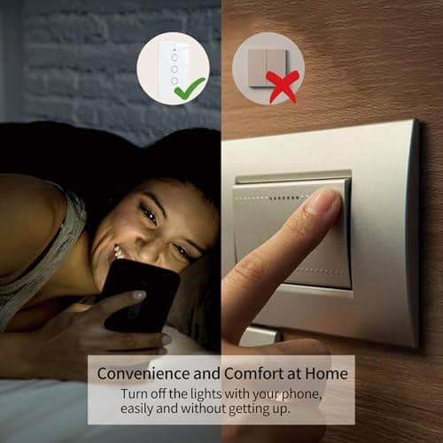 Smart Wi-Fi Light Switch, 2.4GHz Smart Wall Switch for Lights, Single Pole, Touch Control, Neutral Wire Required, Compatible with Alexa & Google Assistant, Remote Control, Timer & Schedule Function 7