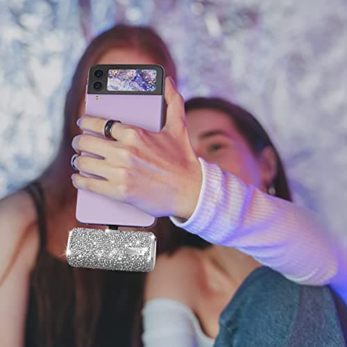 iWALK USB C Portable Charger, 4500mAh Ultra-Compact Small Power Bank, Sparkly Battery Pack Compatible with iPhone 16/15, 16 Plus, 16 Pro, 16 Pro Max, Samsung Galaxy S25, S24, S23 Ultra Z Flip5, Silver 7