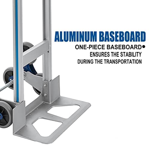 TOPDEEP 2 in 1 Aluminum Hand Truck 650 lb Capacity, Heavy Duty Stair Climbing Cart with 6 Wheels, Convertible Hand Truck and Dolly with Loop Handle 6