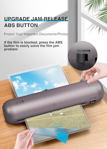 Laminator, A4 Laminator Machine, 13 Inch with 6 in-1 Personal Desktop Hot&Cold Laminator with Laminating Sheets 30pcs for Office School Home Business 5