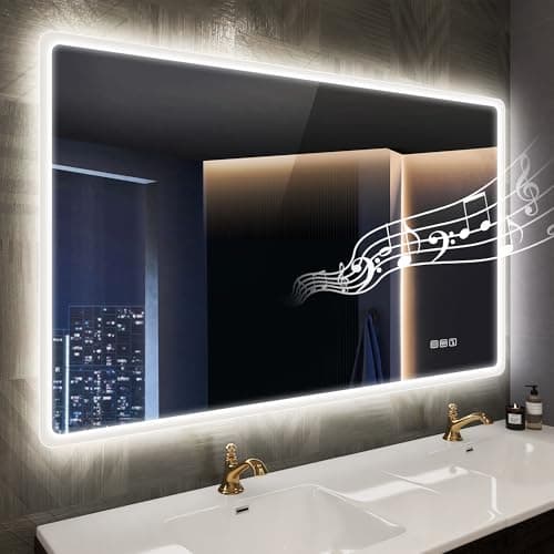 STARLEAD 40"x28" LED-Bathroom-Mirror-with-Lights, Wall-Mounted with Bluetooth Speaker, Anti-Fog, 3 Color Temperature, Dimmable Brightness, Waterproof, Tempered Glass, Frontlit & Backlit