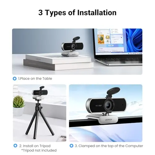 UGREEN Full HD 1080P Webcam with Microphone, 2 Noise-Canceling Mics, 85° Fov & Fixed Focus, Plug and Play, Auto Light Correction, Privacy Cover PC Camera for Zoom/Skype/Teams, Switch 2, Silver Grey 6