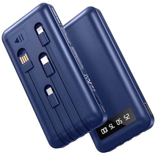 Hicyzoe Portable Charger Power Bank with 4 Built in Cables,38800mAh 22.5W External Battery Pack, USB C Fast Charging, Travel Phone Charger for iPhone 17/16/15