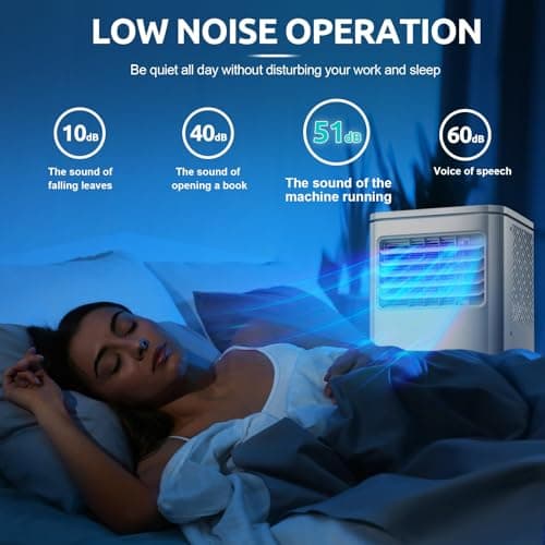 Portable 8000 BTU Air Conditioner, 4 in 1 protable AC, Cools 350sq. ft, Remote Control, 24 Hour Timer, Quiet Operation,Window Fan, 2 Speed for Bedroom Office Home Dorm 6