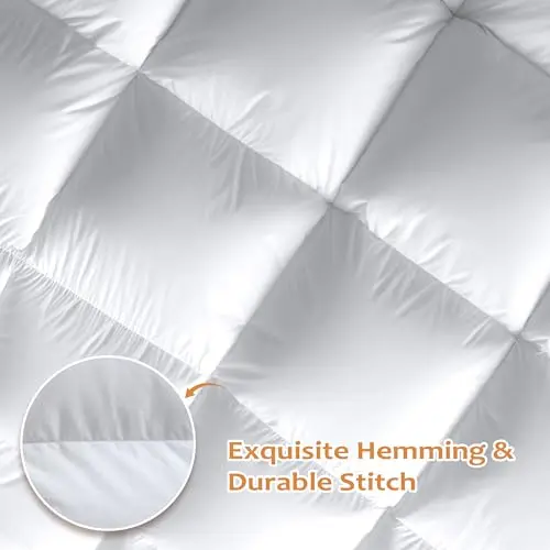Wellos Luxury Goose Feather Down Comforter King Size 850+ Fill-Power, Fluffy and Cozy Duvet Insert with 1000T 100% Cotton, All Season Premium Medium Warmth King Size Down Comforter 7