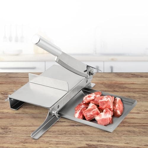 CGOLDENWALL Manual Ribs Meat Slicer Household Stainless Steel Small Bone Cutting Slicing Machine Chicken Lamb Chops Ribs Herb Pastry Cutter for Home Cooking