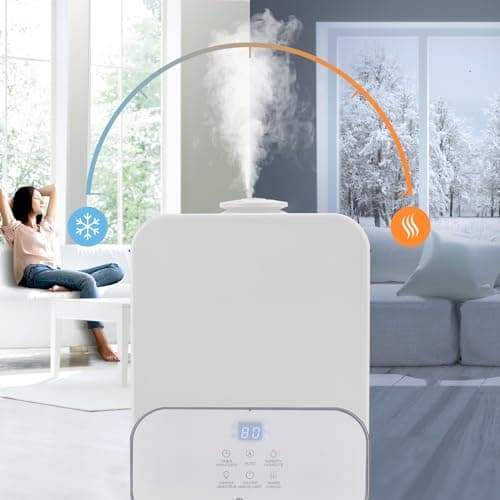 Midea 6L (1.6 Gal) Warm & Cool Mist Ultrasonic Humidifier, Top Fill Design, Smart Humidity Control with Auto Mode, 24-Hour Runtime, Essential Oil Tray, Timer & Night Light, White 7