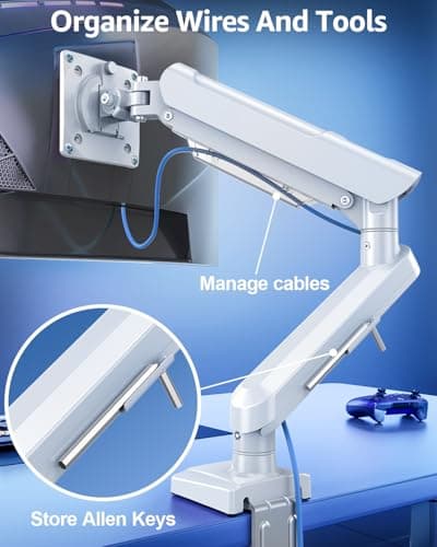 Single Monitor Mount for 32 27 24 22 inch Screen, Monitor Arm Holds 4.4-22 lbs, Monitor Desk Mount, Gaming & Home Office Use, VESA 75x75mm & 100x100mm, Freelift Pro White 8