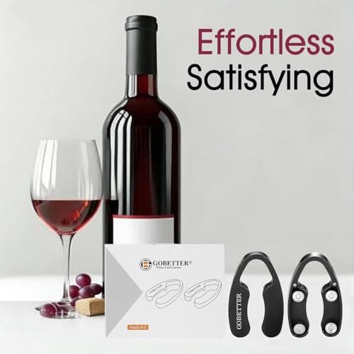 GOBETTER 2 Pcs Wine Foil Cutter Magnetic Design, 4 Stainless Blades Foil Remover Wine Bottles Opener Accessory, Removes Foil Top Effortlessly for Wine Lovers, Black 7