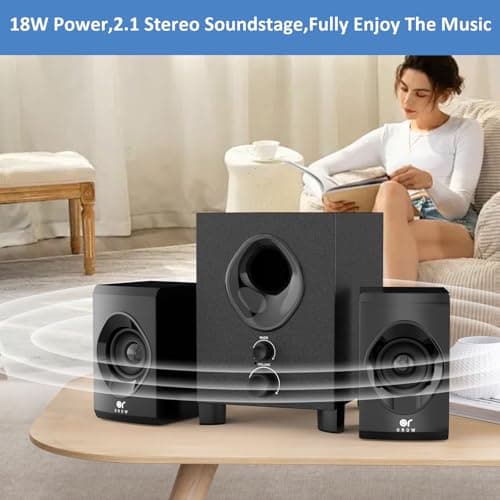 OROW Bluetooth Computer Speakers,PC Speaker with Subwoofer,Front Knob 18W Wireless PC Speakers,Support AUX&Bluetooth Play,Great for Party/Game/TV (S213) 6
