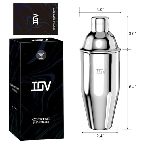 IOV Cocktail Shaker, 24 oz Martini Shaker, Drink Mixer with Built-in Strainer, Professional Stainless Steel Margarita Alcohol Shakers with Cocktail Recipe Guide, Bartender Kit Gifts 2